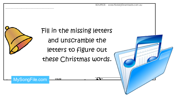 Christmas Religious Words (Stave Reading Bass Clef)