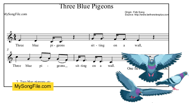 Three Blue Pigeons