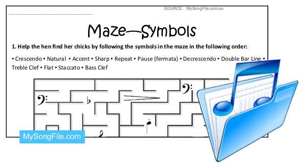 Chicken and Chick Maze (Music Terms - Symbols)